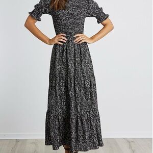 Short Sleeve Floral Print Maxi Dress